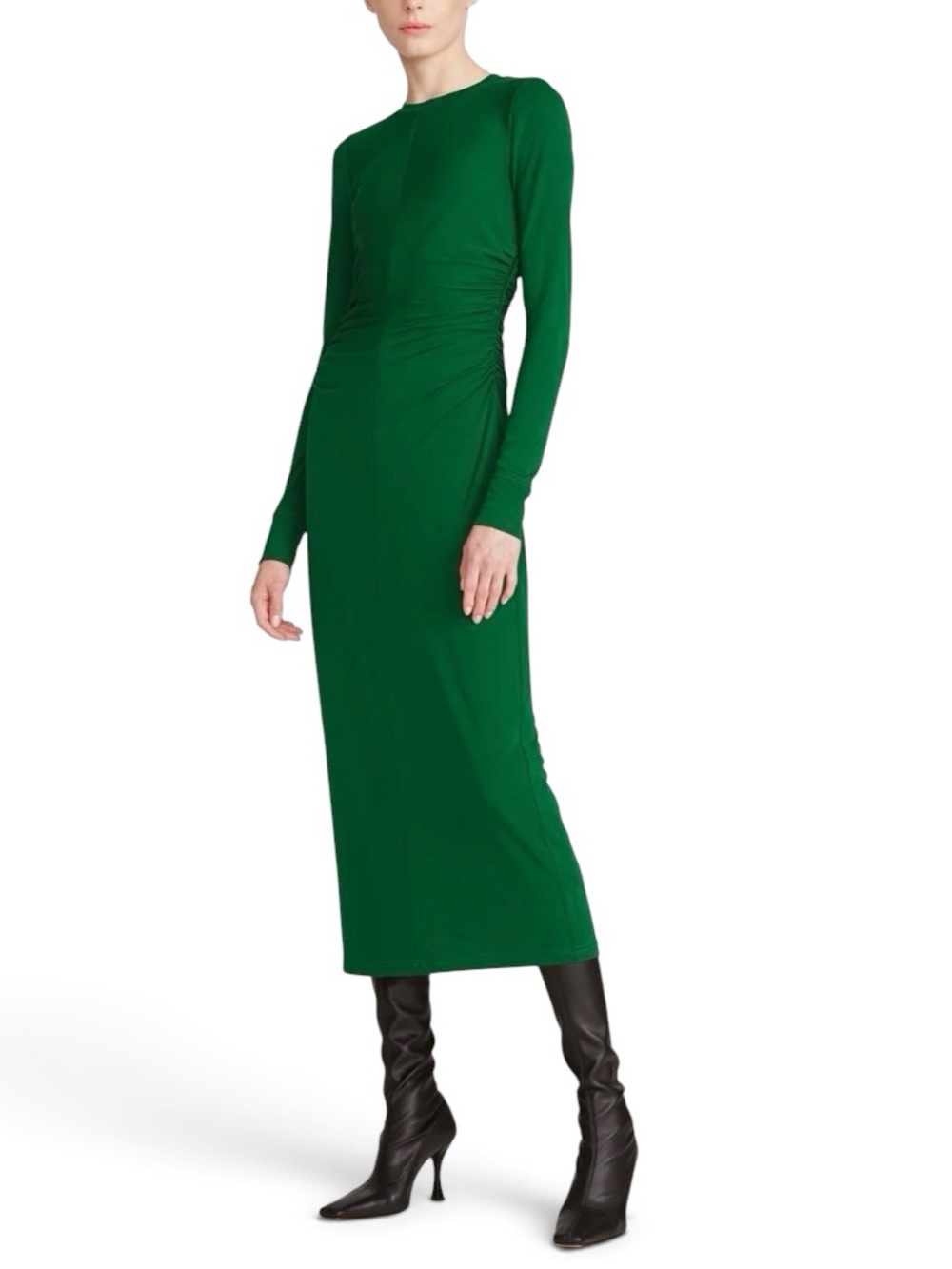 NWT HALSTON NORAH MATTE JERSEY DRESS  IN JADE - SIZE 8